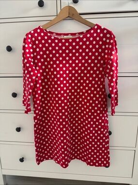Marimekko Vintage Red Polka Dot Tunic Top Size S